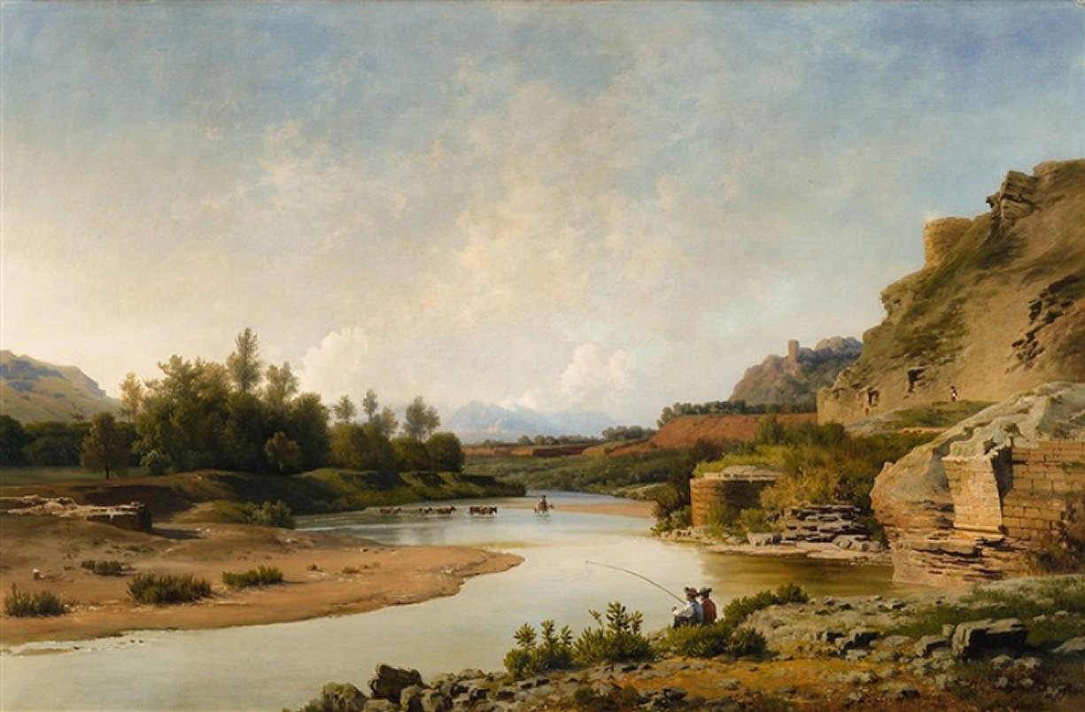 an italian river landscape